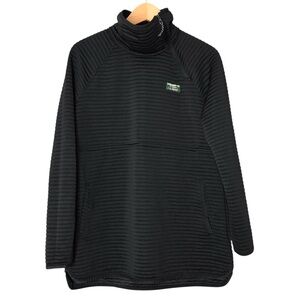 MED L.L. Bean Women's Black Airlight Knit Asymmetrical Quarter-Zip Tunic Top